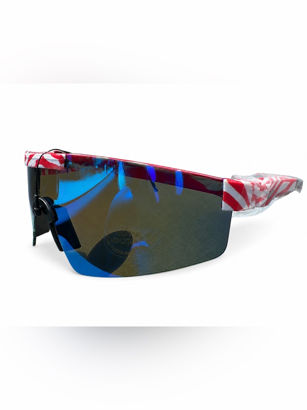 Kid’s Blue Shield Sunglasses with Red-White Accent